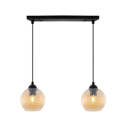 lampa wiszaca sufitowa riffle podwojna topazowe szklane kule z ryflowaniem w stylu glamour
