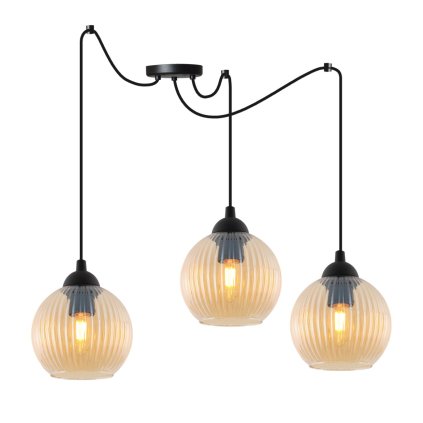 lampa wiszaca sufitowa riffle topazowe szklane kule glamour ryflowane nad stol do salonu i jadalni