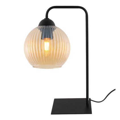 lampka nocna lampa stolowa riffle grafitowa szklana kula glamour do sypialni lazienki salonu