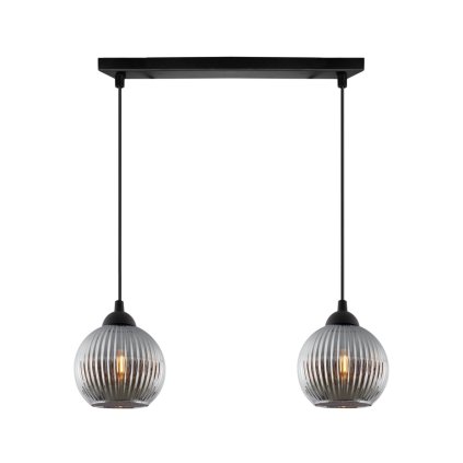 lampa wiszaca sufitowa riffle zyrandol podwojna szklane kule z ryflowaniem nad stol do salonu