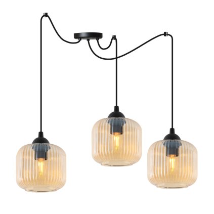 lampa wiszaca sufitowa riffle zyrandol do salonu i kuchni listwa miodowe szklane klosze glamour