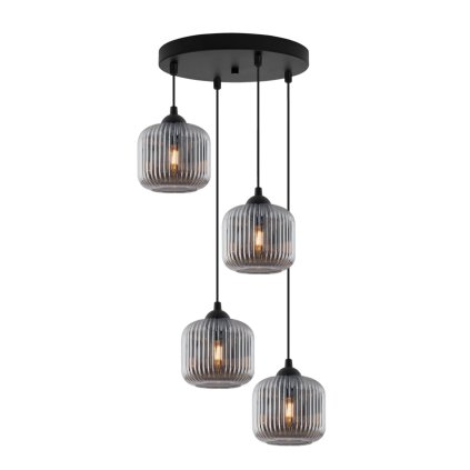 lampa wiszaca sufitowa riffle zyrandol typu listwa z grafitowymi kloszami styl nowoczesny