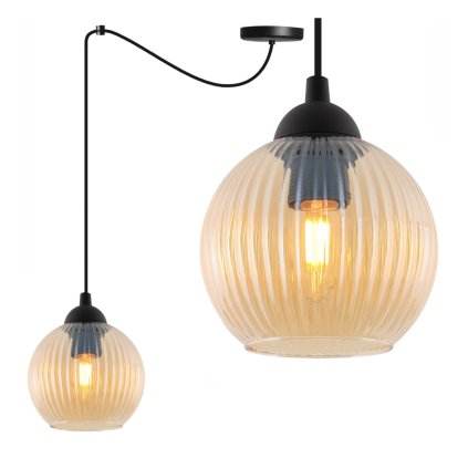 lampa wiszaca sufitowa zyrandol riffle czarny pajak do kuchni salonu lazienki topazowa szklana kula