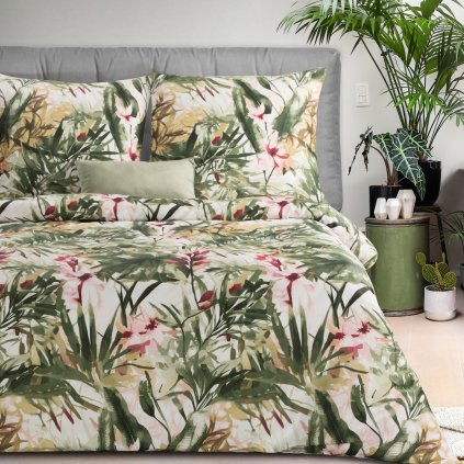 SATÉNOVÉ POVLEČENÍ SPRING43 160X200 CM, 2 KS 70X80 CM LISTY