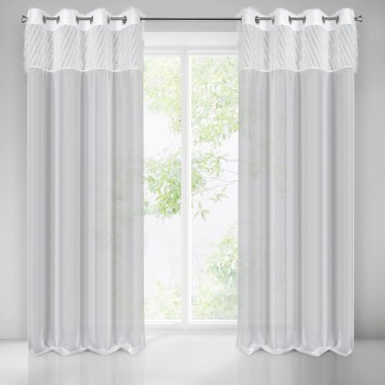 ZÁVĚS NA KROUŽCÍCH AMIRA 140X250 CM BÍLÁ