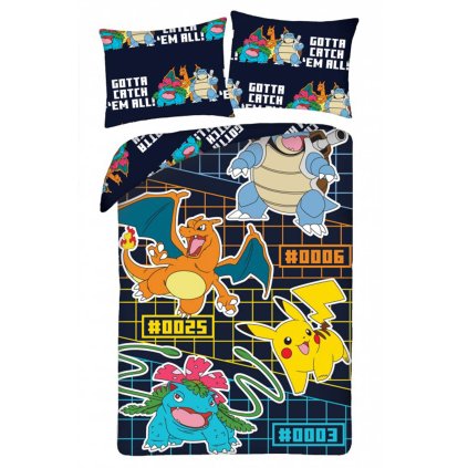 posciel mikrofibra 140x200 1p70x90 pokemon czarny