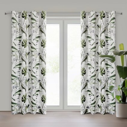 ZATEMŇOVACÍ ZÁVĚS NA KROUŽCÍCH ELLEN 140X250 CM VZOROVANÁ