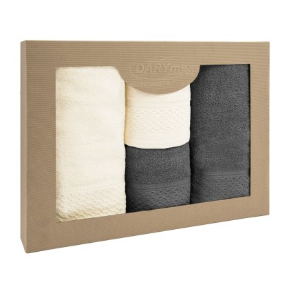 recznik d bawelna 100 solano ecru ciemny popiel