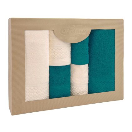 recznik d bawelna 100 solano ecru ciemny turkus