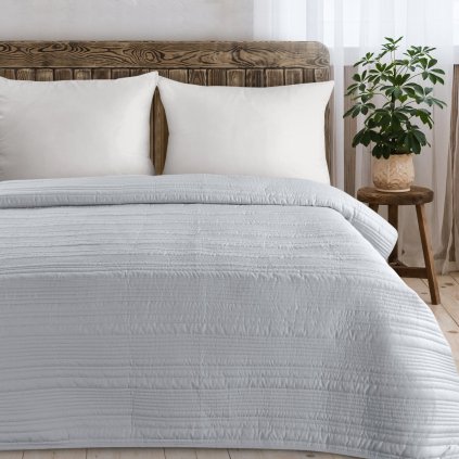 PŘEHOZ NA POSTEL TARA 220X240 CM STŘÍBRNÝ