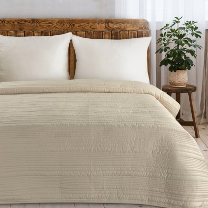 PŘEHOZ NA POSTEL TARA 220X240 CM BÉŽOVÝ
