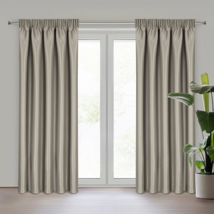 ZATEMŇOVACÍ ZÁVĚS NA PÁSCE SELINA 140X270 CM TMAVĚBÉŽOVÁ