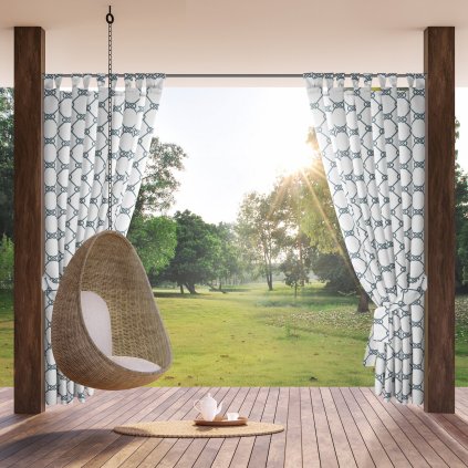 ZAHRADNÍ VODĚODOLNÝ ZÁVĚS NA POUTKÁCH GARDEN 155X220 CM VZOROVANÁ