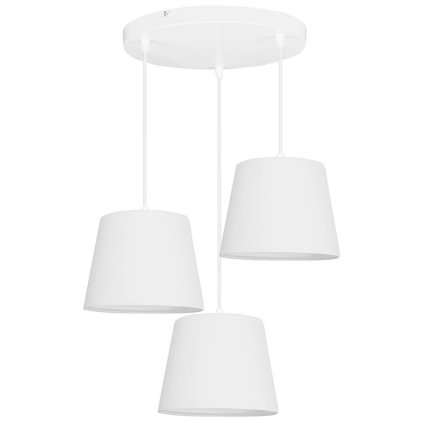 Závěsné svítidlo Milano, 3x bílé textilní stínítko, bílá konstrukce, o
