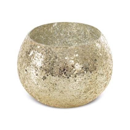 SKLENĚNÝ KVĚTINÁČ MELIA 18X14 CM ZLATÁ