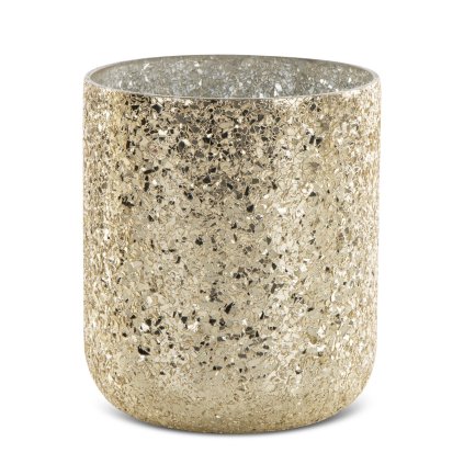 SKLENĚNÝ KVĚTINÁČ MELIA 20X17 CM ZLATÁ