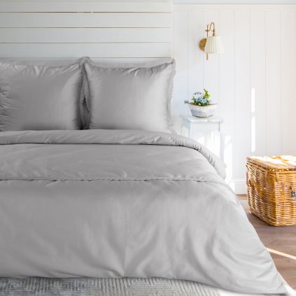 SATÉNOVÉ POVLEČENÍ RETRO6 200X220 CM, 2KS 70X80 CM SVĚTLESIVÉ