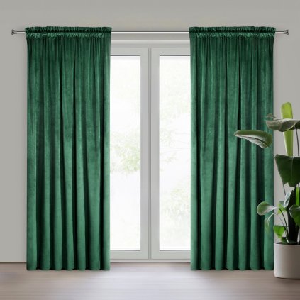 ZATEMŇOVACÍ ZÁVES NA PÁSCE MELANIE 140X270 CM TMAVĚZELENÁ