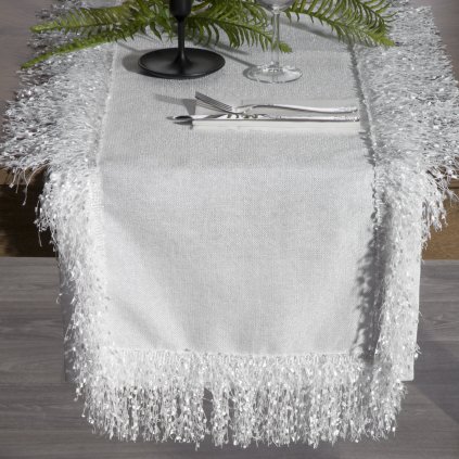 BĚHOUN NA STŮL TINA 40X140 CM BÍLÝ