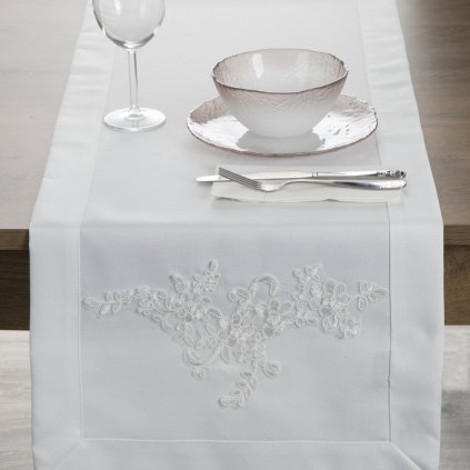 BĚHOUN NA STŮL TULIA 40X140 CM BÍLÁ