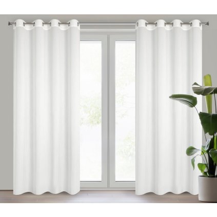 ZÁCLONA NA KROUŽCÍCH MELINDA 135X250 CM BÍLÁ