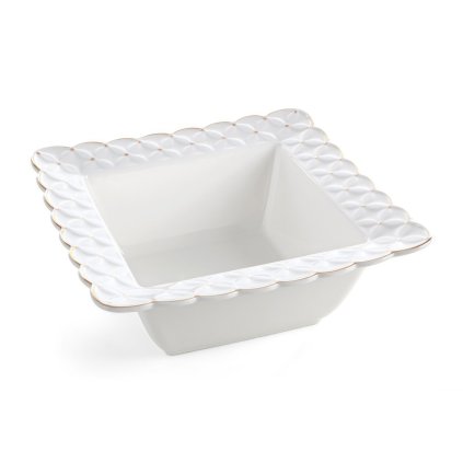 DEKORAČNÍ KERAMICKÁ MISKA BĚLÍ 23X23X9 CM KRÉMOVÁ