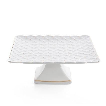 DEKORAČNÍ KERAMICKÝ PODNOS BĚLÍ 27X27X10 CM KRÉMOVÁ