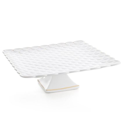 DEKORAČNÍ KERAMICKÝ PODNOS BĚLÍ 32X32X10 CM KRÉMOVÁ