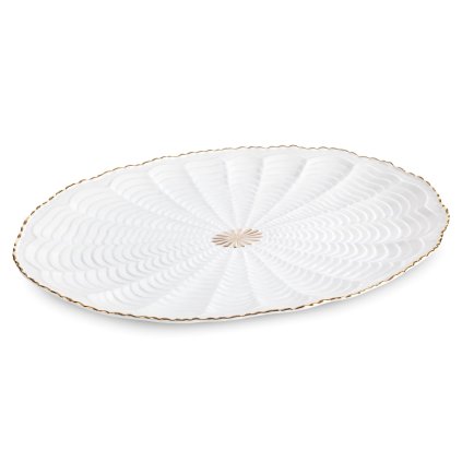 DEKORAČNÍ KERAMICKÝ TALÍŘ GAIA 41X28X3 CM KRÉMOVÁ