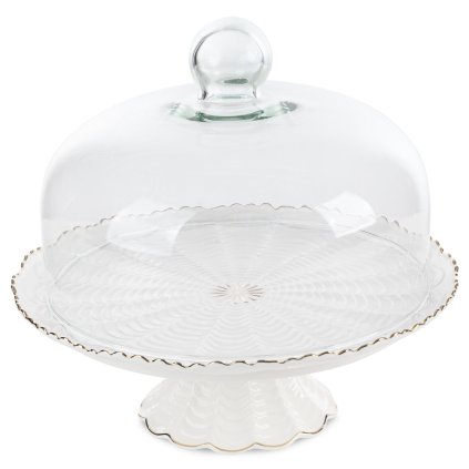 DEKORAČNÍ KERAMICKÝ PODNOS GAIA 30X27 CM KRÉMOVÁ