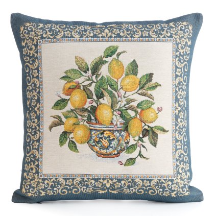 GOBELÍNOVÝ DEKORAČNÍ POVLAK NA POLŠTÁŘ LEMON 45X45 CM VZOROVANÁ