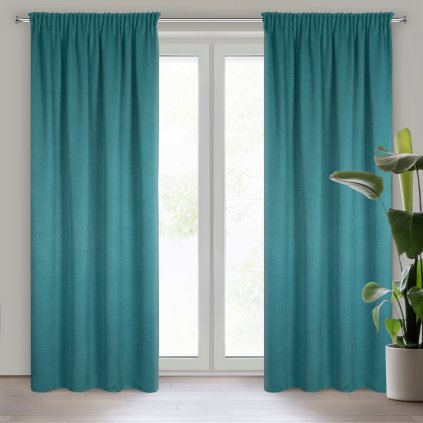 ZATEMŇOVACÍ ZÁVĚS NA PÁSCE CARLO 130X300 CM TMAVĚTYRKYSOVÁ