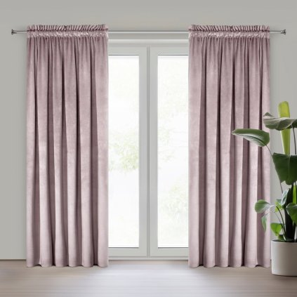 ZATEMŇOVACÍ ZÁVĚS NA PÁSCE ROSA 140X270 CM PÚDROVÁ