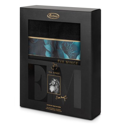 FROTÉ RUČNÍK EVA MINGE12 SADA 1KS 30X50 CM, 1KS 50X90 CM, 1KS 70X140 CM ČERNÁ