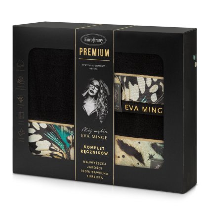 FROTÉ RUČNÍK EVA MINGE15 SADA 1KS 30X50CM, 1KS 50X90CM, 1KS 70X140CM ČERNÁ