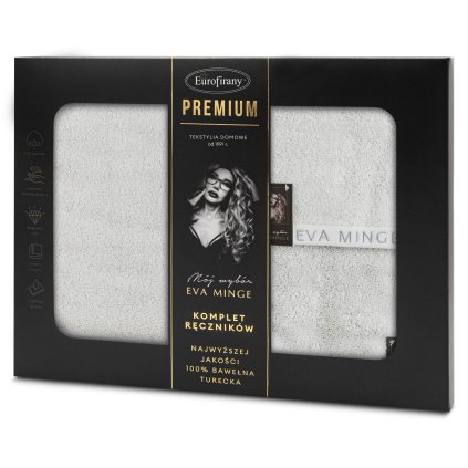 FROTÉ RUČNÍK EVA MINGE VENUS SADA 1KS 30X50 CM, 1KS 50X90 CM, 1KS 70X140 CM STŘÍBRNÁ
