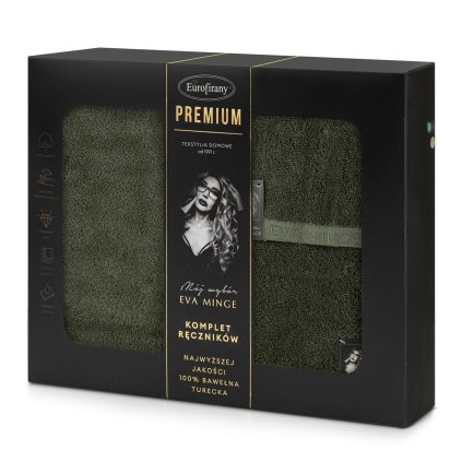 FROTÉ RUČNÍK EVA MINGE VENUS SADA 1KS 30X50CM, 1KS 50X90CM, 1KS 70X140CM OLIVOVÁ