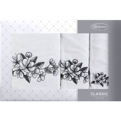 FROTÉ RUČNÍK SOFIE SADA 1KS 30X50 CM, 1KS 50X90 CM, 1KS 70X140 CM BÍLÁ