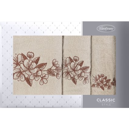 FROTÉ RUČNÍK SOFIE SADA 1KS 30X50CM, 1KS 50X90CM, 1KS 70X140CM BÉŽOVÁ