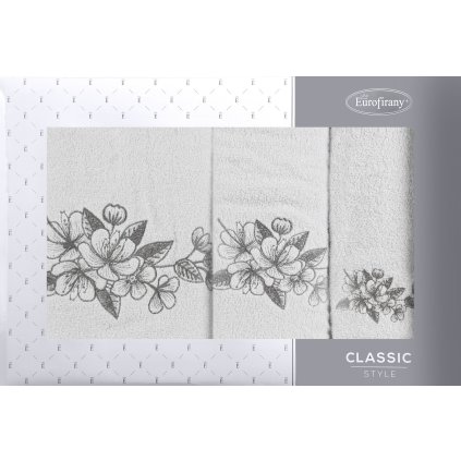 FROTÉ RUČNÍK SOFIE SADA 1KS 30X50 CM, 1KS 50X90 CM, 1KS 70X140 CM STŘÍBRNÁ