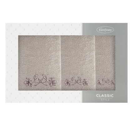 FROTÉ RUČNÍK LILA SADA 1KS 30X50 CM, 1KS 50X90 CM, 1KS 70X140 CM BÉŽOVÁ