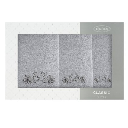 FROTÉ RUČNÍK LILA SADA 1KS 30X50 CM, 1KS 50X90 CM, 1KS 70X140 CM STŘÍBRNÁ