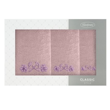 FROTÉ RUČNÍK LILA SADA 1KS 30X50CM, 1KS 50X90CM, 1KS 70X140CM PUDROVÁ