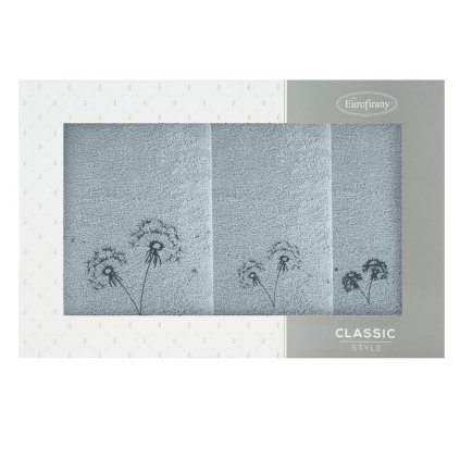 FROTÉ RUČNÍK MOLI3 SADA 1KS 30X50 CM, 1KS 50X90 CM, 1KS 70X140 CM STŘÍBRNÁ