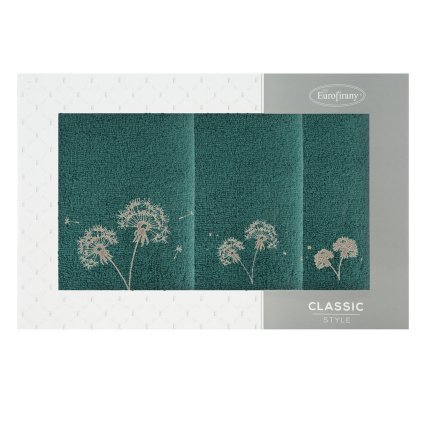 FROTÉ RUČNÍK MOLI3 SADA 1KS 30X50 CM, 1KS 50X90 CM, 1KS 70X140 CM TMAVĚZELENÁ