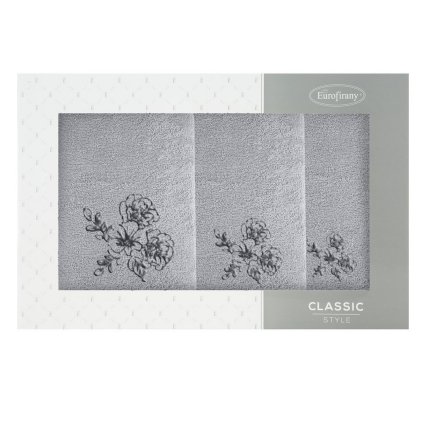 FROTÉ RUČNÍK MELANI SADA 1KS 30X50 CM, 1KS 50X90 CM, 1KS 70X140 CM STŘÍBRNÁ