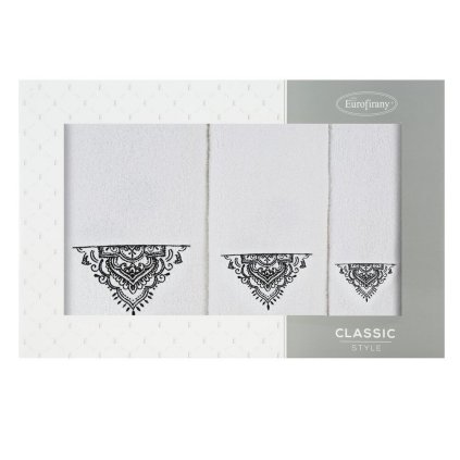 FROTÉ RUČNÍK LAURA SADA 1KS 30X50 CM, 1KS 50X90 CM, 1KS 70X140 CM BÍLÁ