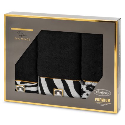 BAVLNĚNÝ RUČNÍK EVA MINGE22 SADA 1KS 30X50CM, 1KS 50X90CM, 1KS 70X140CM ČERNÁ