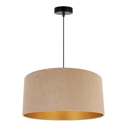 nowoczesna regulowana lampa mediolan duzy bezowy abazur z efektem zlota