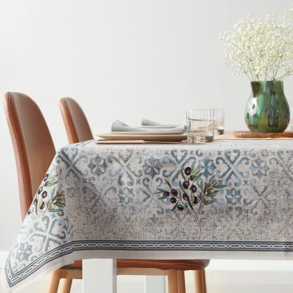 GOBELÍNOVÝ UBRUS OLIVE 140X180 CM VZOROVANÝ